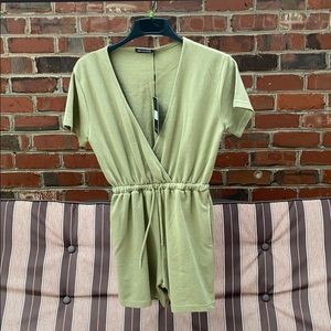 Sage green wrap romper